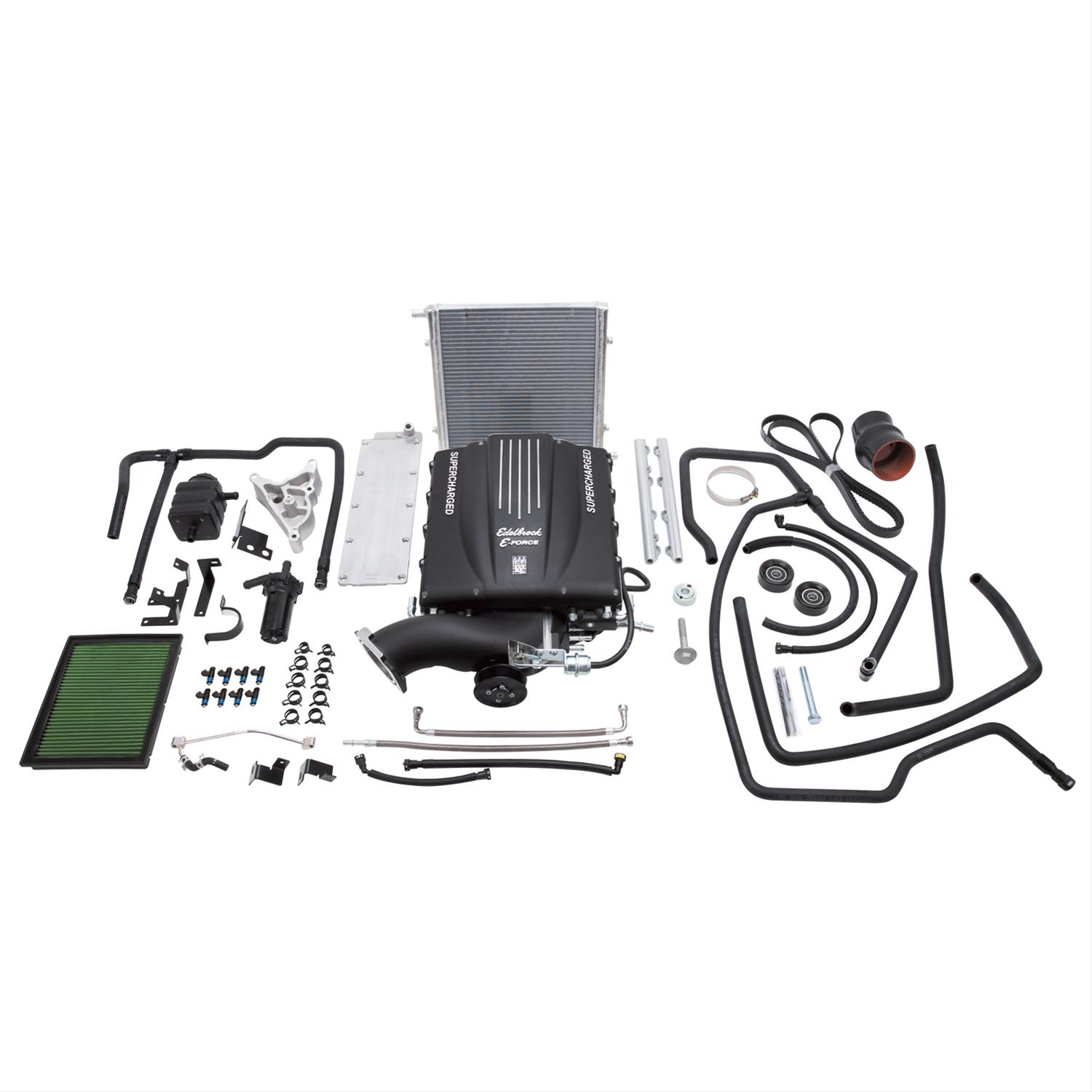 Edelbrock E-Force GM Truck and SUV Stage 1 Street Legal Supercharger Kits 15780 Supercharger, E-Force, Eaton Gen VI, Serpentine, Black, Intercooler, Chevy, GMC, 4.8L LS, 5.3L LS, Kit