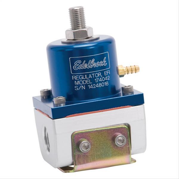 Edelbrock Fuel Pressure Regulator EFI 180 GPH 35-90 PSI -6 In/Out -6 Return Blue/Clear thumbnail 2