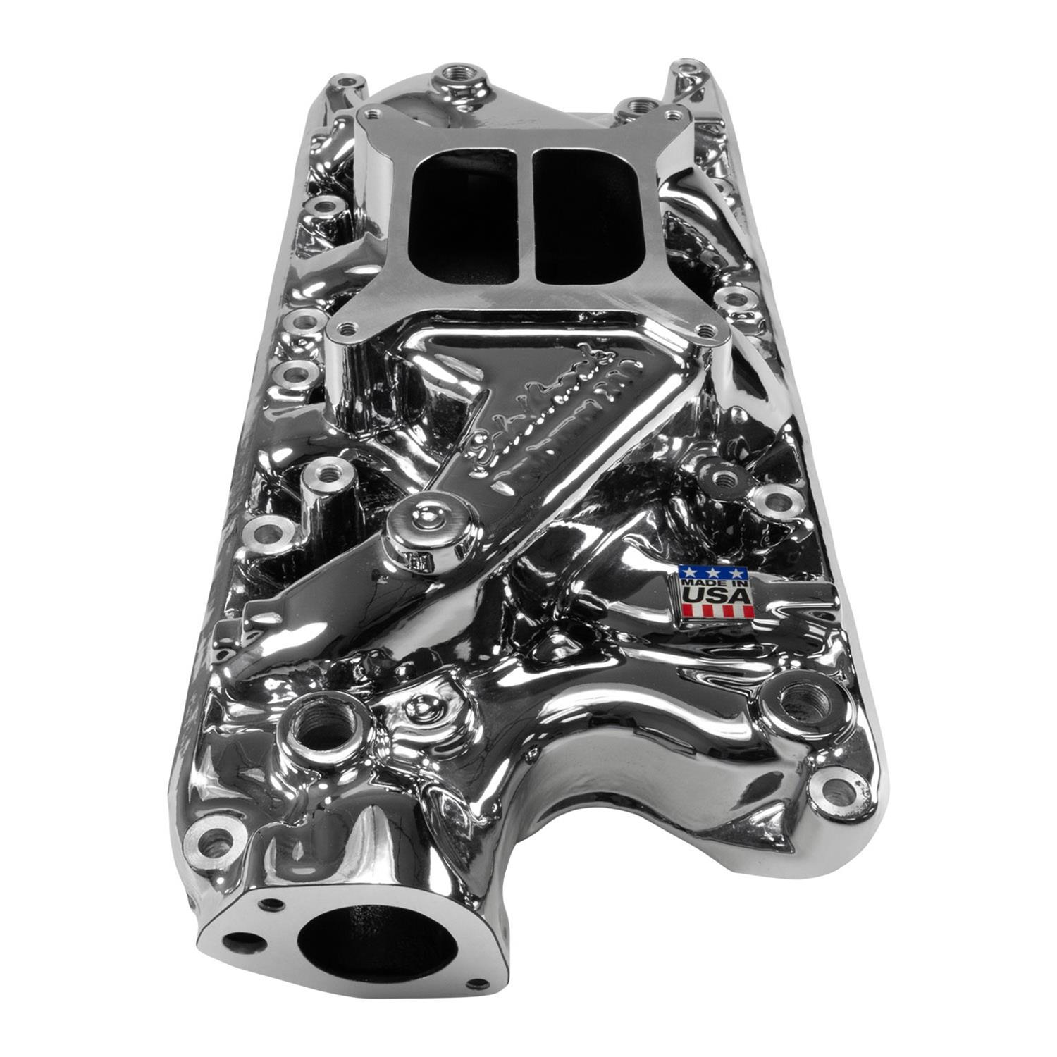 Edelbrock Performer Intake Manifolds 2121-CP Manifold, Performer, Dual Plane, Aluminum, Chrome Plasma Coated, 4-Barrel, Square Bore, Ford, 260, 289, 302, Each