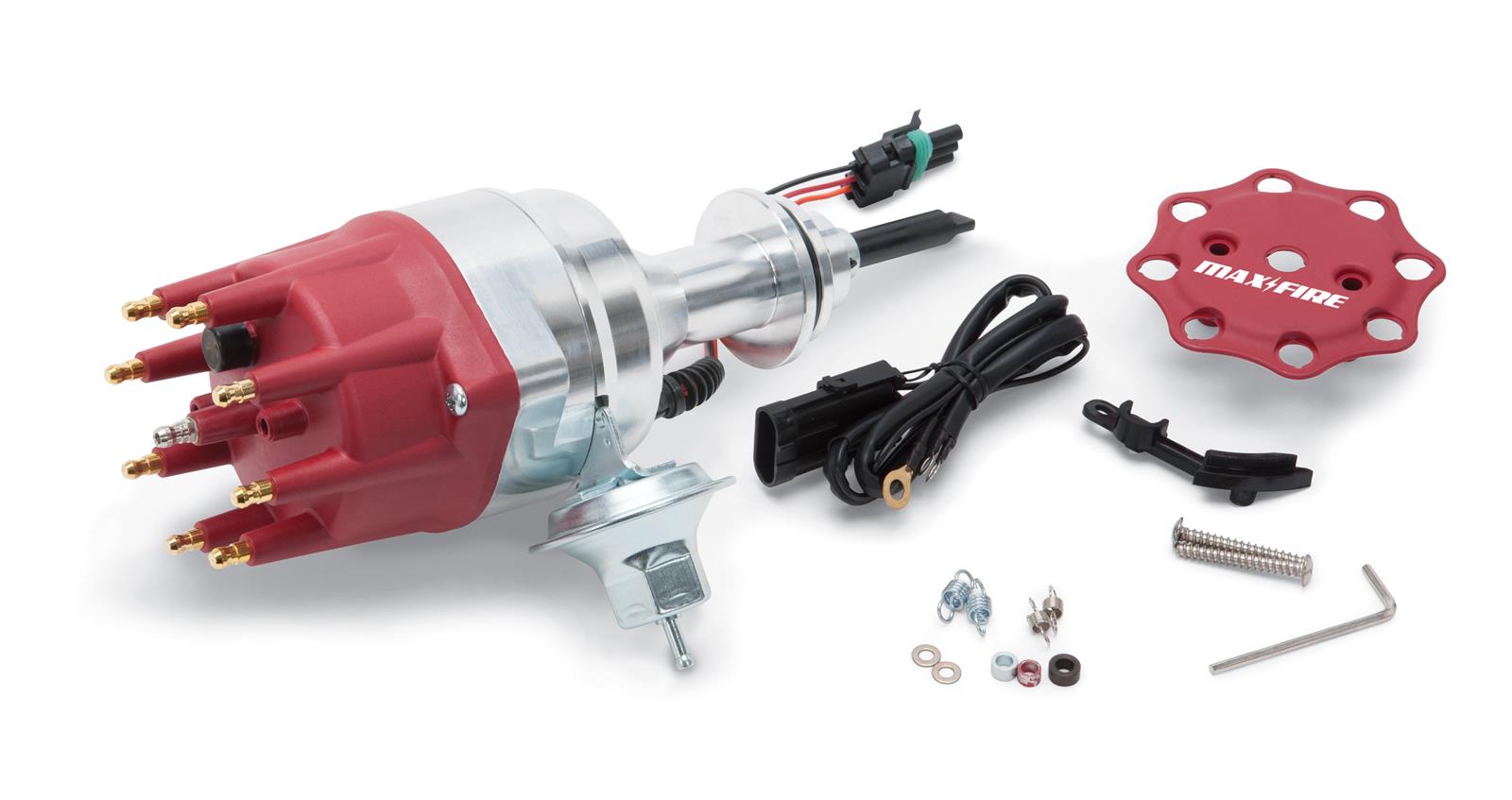 Edelbrock Max-Fire Distributors 22763 Distributor, Ready To Run, Magnetic Pickup, Vacuum Advance, Fixed Collar, Chrysler 361-383-400, Short deck, Kit