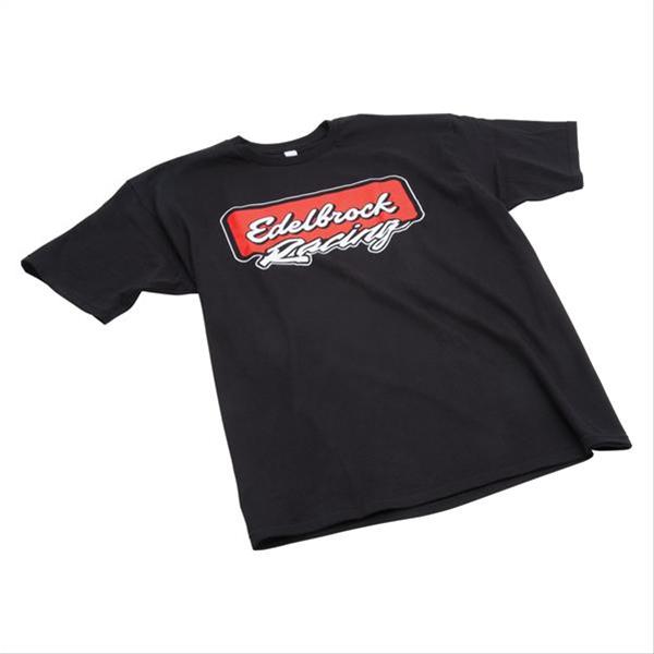 Edelbrock Racing T-Shirts 2313 T-Shirt, Short Sleeve, Cotton, Black, Logo, Men's X-Large, Each thumbnail 2