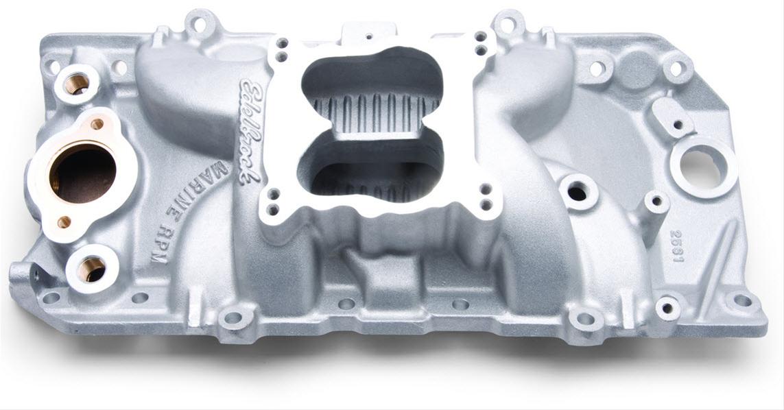 Edelbrock Manifold Marine RPM Chevy Big Block Oval Port w/ Brass thumbnail 2