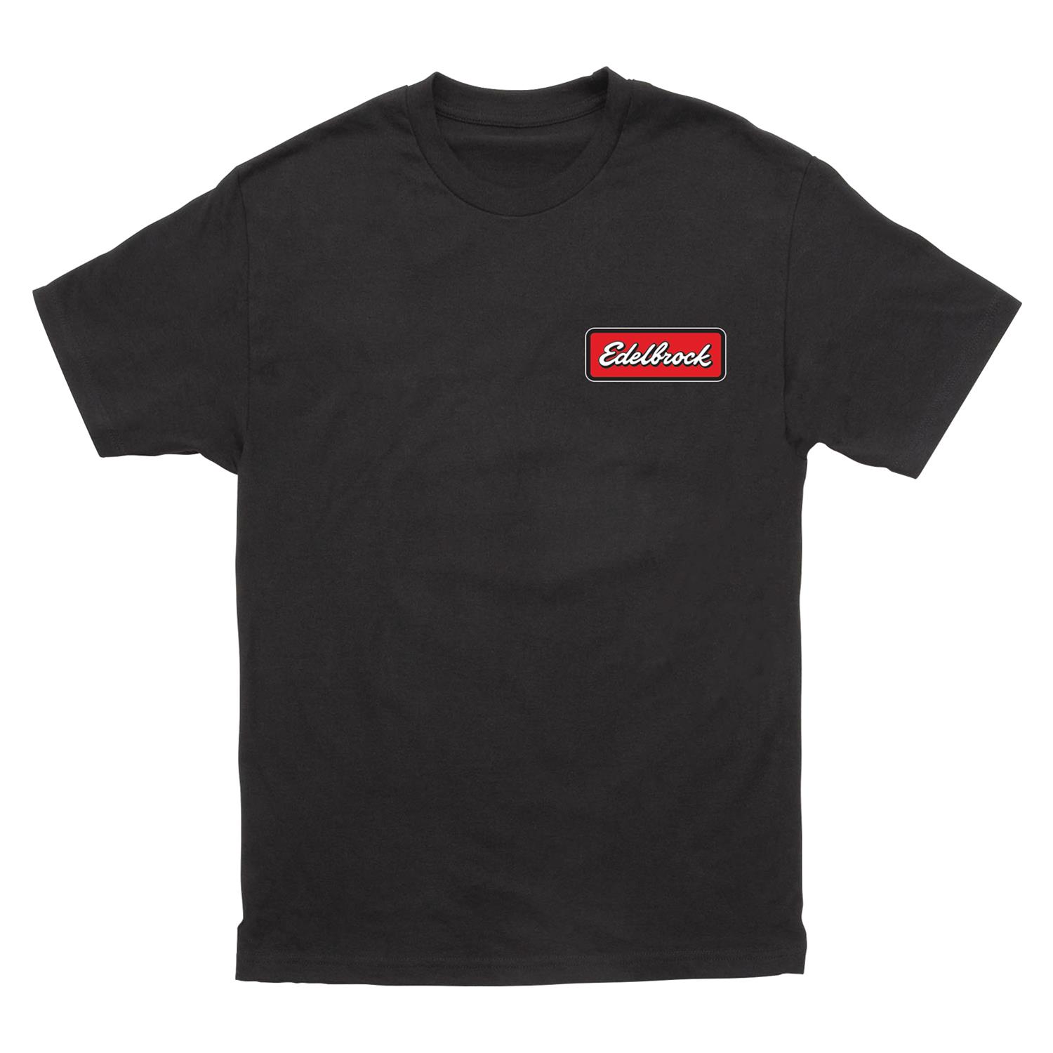 Edelbrock Badge Logo T-Shirts 289062 T-Shirt, Short Sleeve, Cotton, Black, Logo, Men's Large, Each thumbnail 2