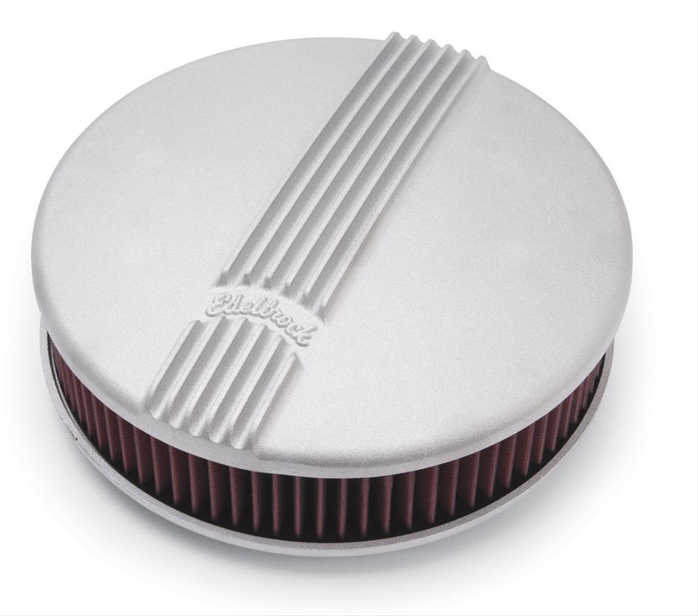 Edelbrock Air Cleaner Classic Series Round Aluminum Top Cloth Element 14In Dia X 3 9In Satin