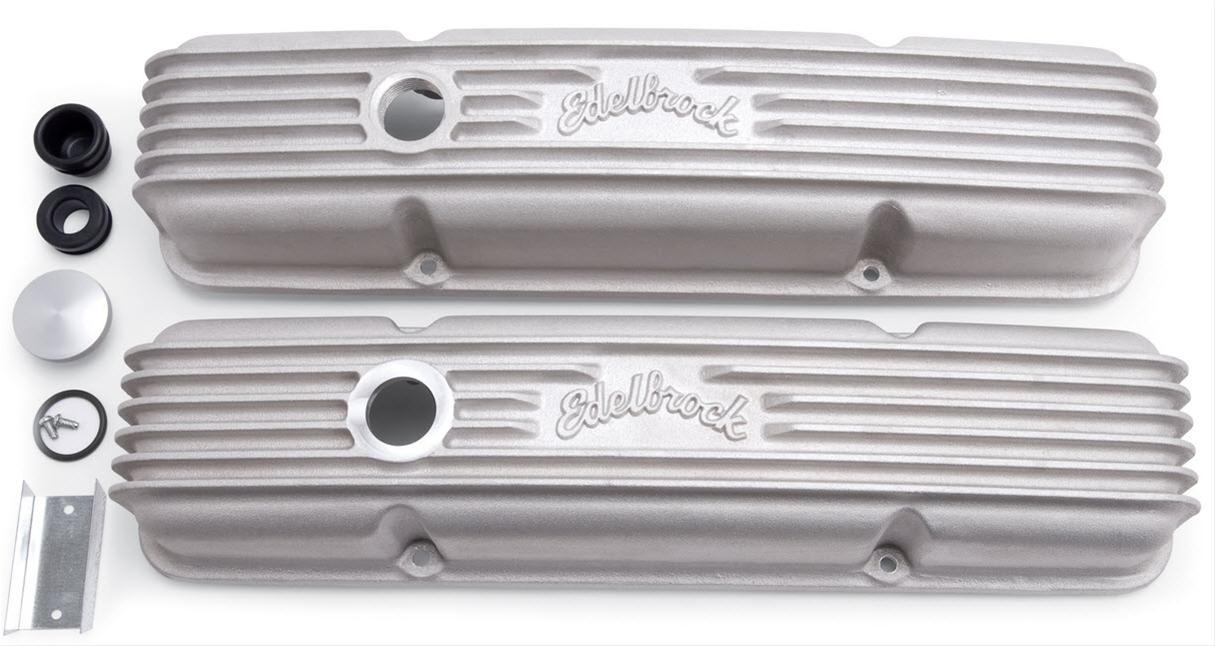 Edelbrock Valve Cover Classic Series Chevrolet 1959-1986 262-400 CI V8 w/ Oil Fill Hole Satin