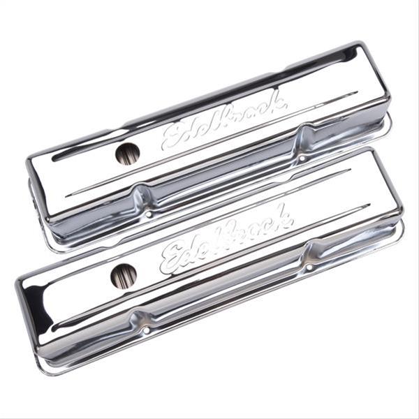 Edelbrock Valve Cover Signature Series Chevrolet 1959-1986 262-400 CI V8 Tall Chrome thumbnail 2