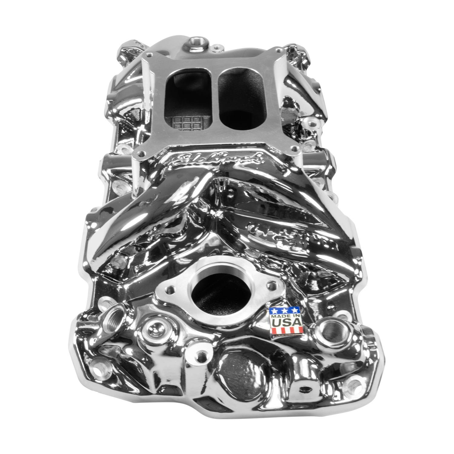 Edelbrock Performer RPM Intake Manifolds 7101-CP Manifold, RPM, Dual Plane, Aluminum, Chrome Plasma Coated, Square Bore, Chevy, Small Block, Each