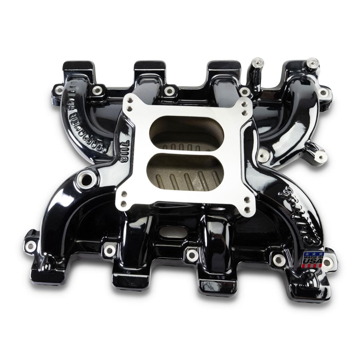 Edelbrock Performer RPM LS1 Intake Manifolds 71187-BP Manifold, RPM, Carbureted, Aluminum, Black Plasma Coated, Dual Plane, Cathedral Port, Chevy, 4.8, 5.3, 5.7, 6.0L, Each