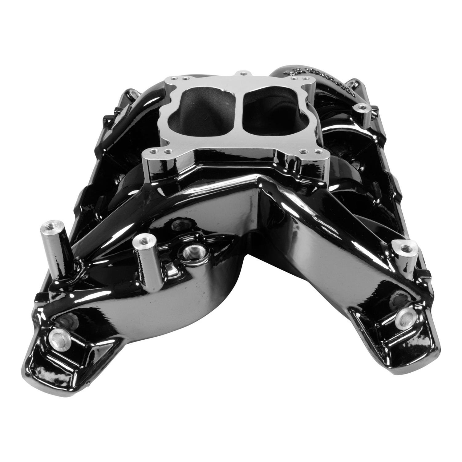 Edelbrock Performer RPM Intake Manifolds 7156-BP Manifold, RPM, Dual Plane, Black Plasma Coated, Natural, Square/Spread Bore, Pontiac, 326-455, Each thumbnail 4