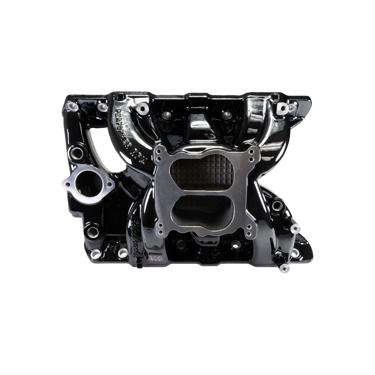 Edelbrock Performer RPM Intake Manifolds 7156-BP Manifold, RPM, Dual Plane, Black Plasma Coated, Natural, Square/Spread Bore, Pontiac, 326-455, Each thumbnail 5