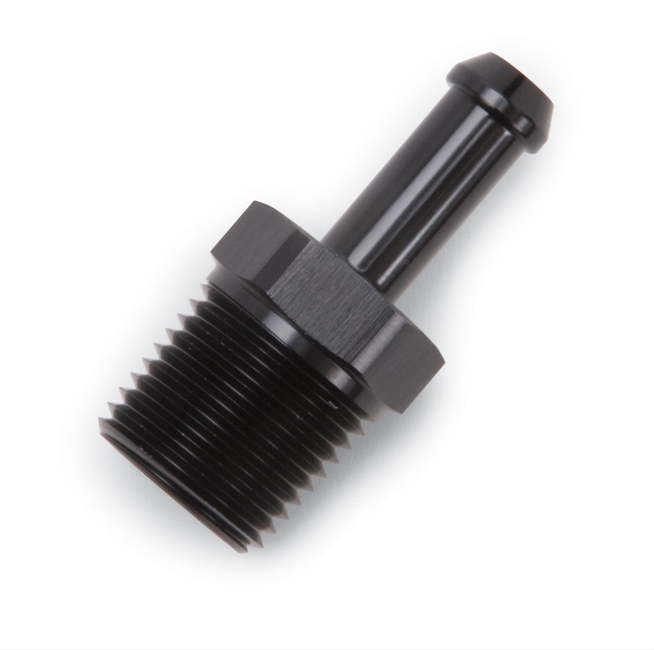Edelbrock Hose Fittings Straight 1/2In NPT to 3/8In Barb Black Anodize thumbnail 2