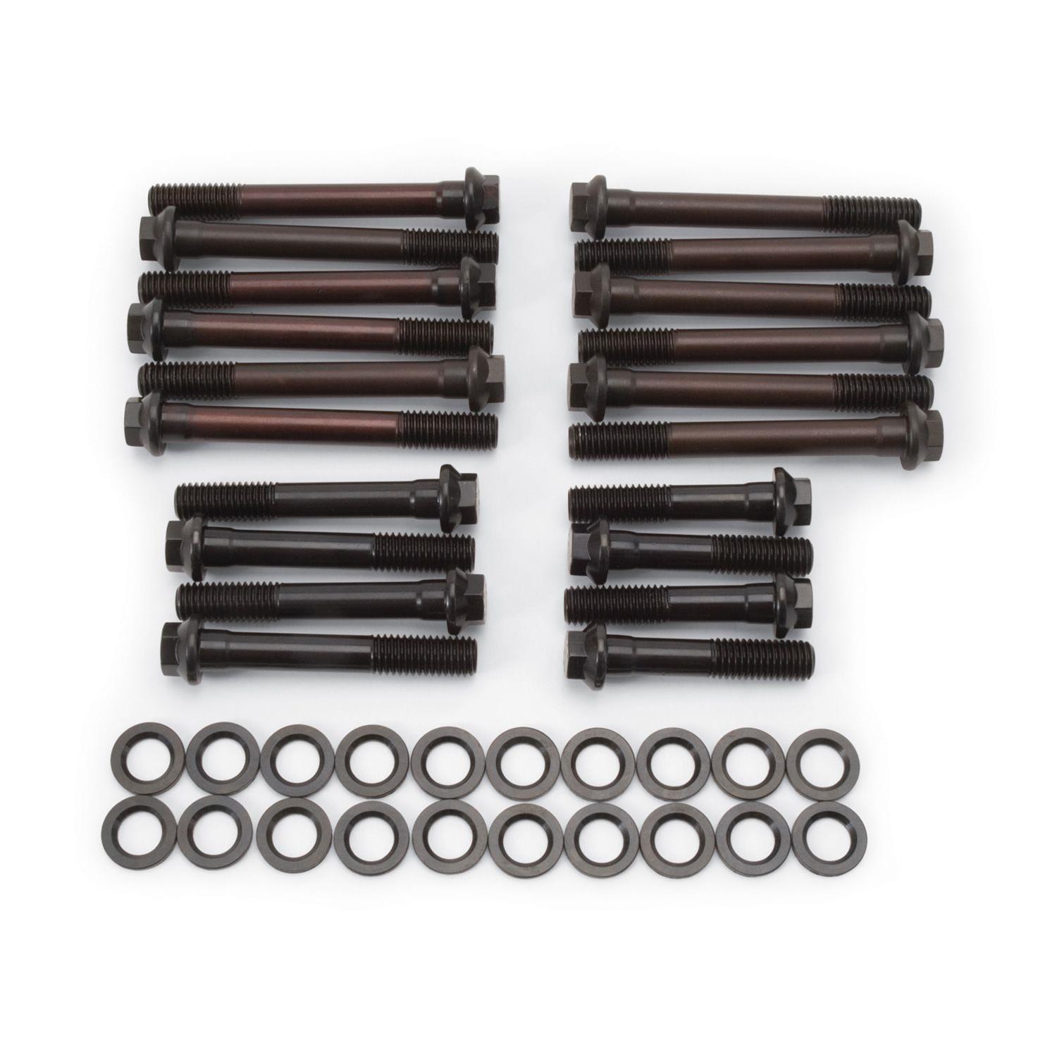 Edelbrock E-Series Head Bolt Kits 85612 Kit, Bolt, Hex Head, Chromoly, Black Oxide, Pontiac, Performer Cylinder Heads, Kit