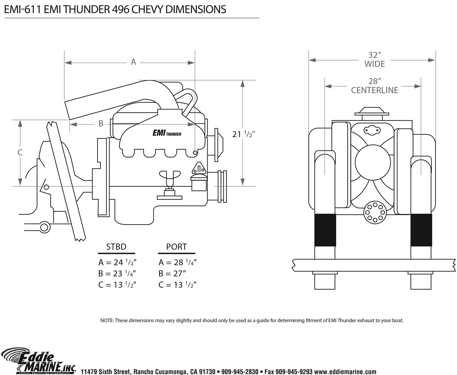 Eddie Marine EMI-611P Eddie Marine EMI Thunder Exhaust System for