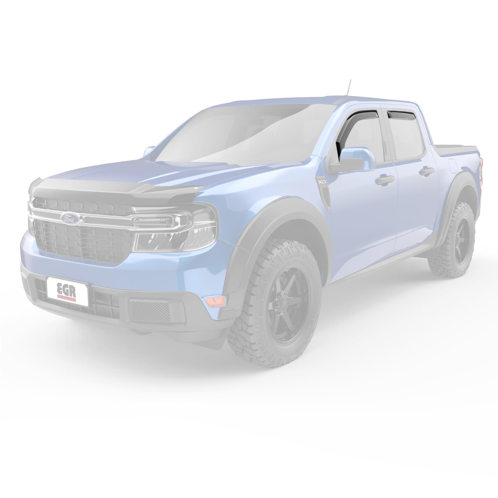 EGR 22-23 Ford Maverick Lariat XL XLT Front/Rear Window Visors - Dark Smoke Finish thumbnail 4