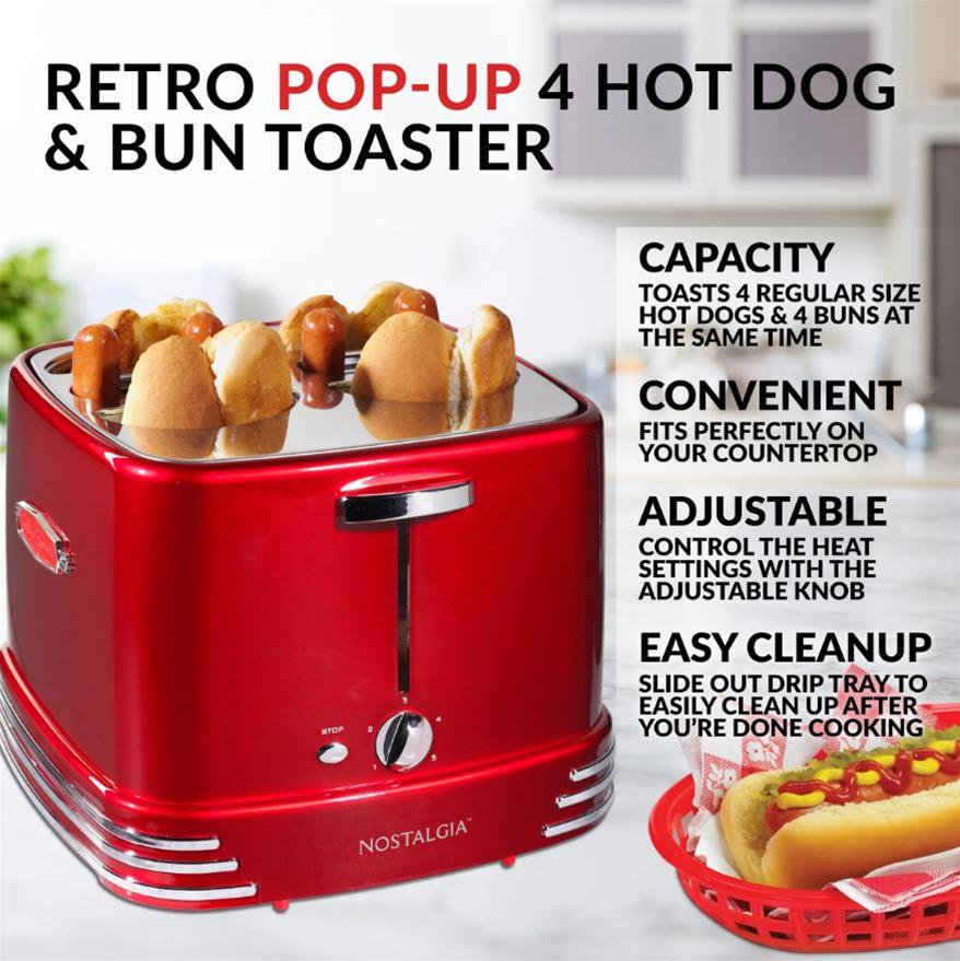 Summit Gifts RHDT800RETRORED Pop Up Hot Dog Toaster Red Summit Racing