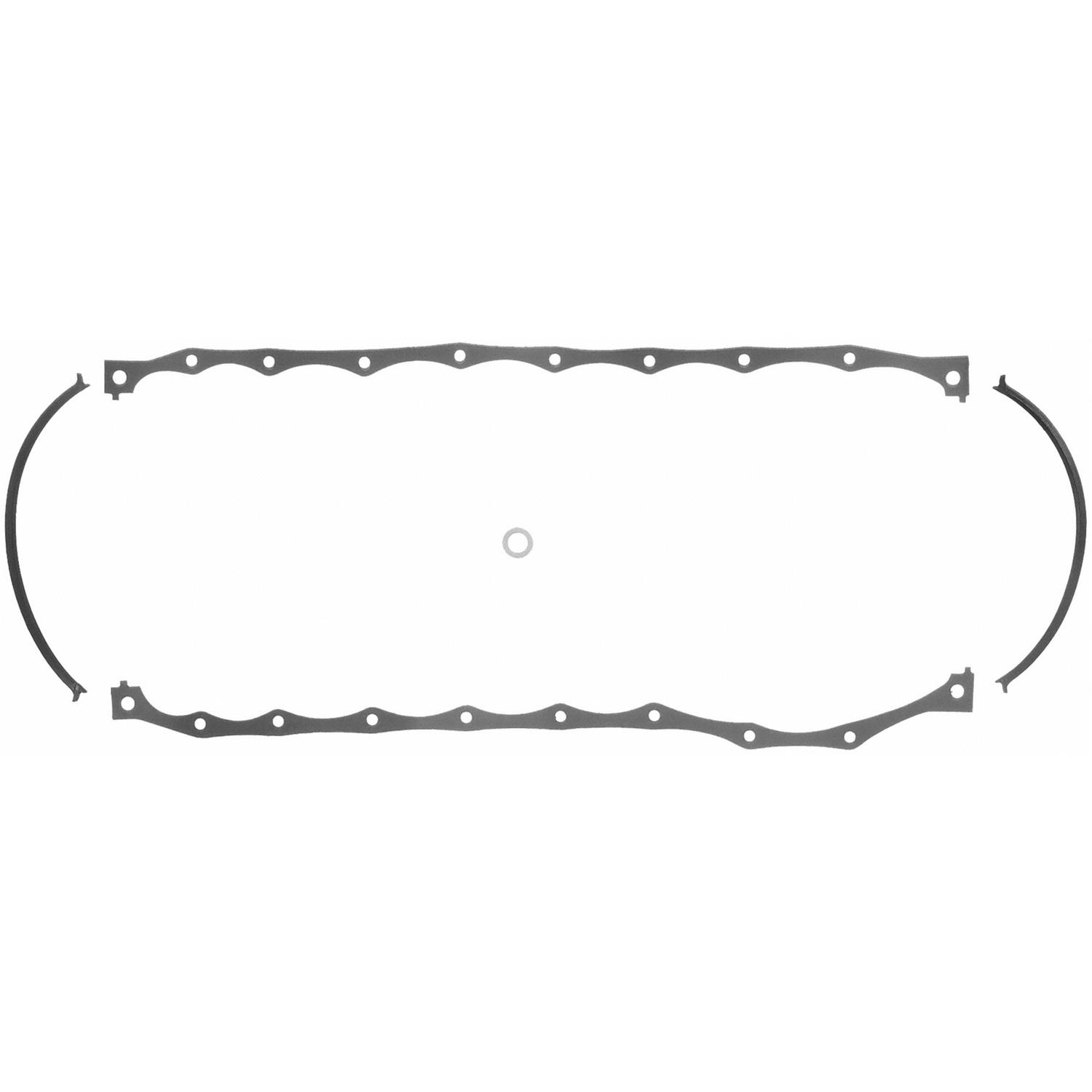 Fel-Pro Performance Oil Pan Gaskets 1811 Gasket, Multi-Piece with Drain Plug Seal, Rubber-Coated Fiber, Ford, 351C, 351M, 400M, Kit