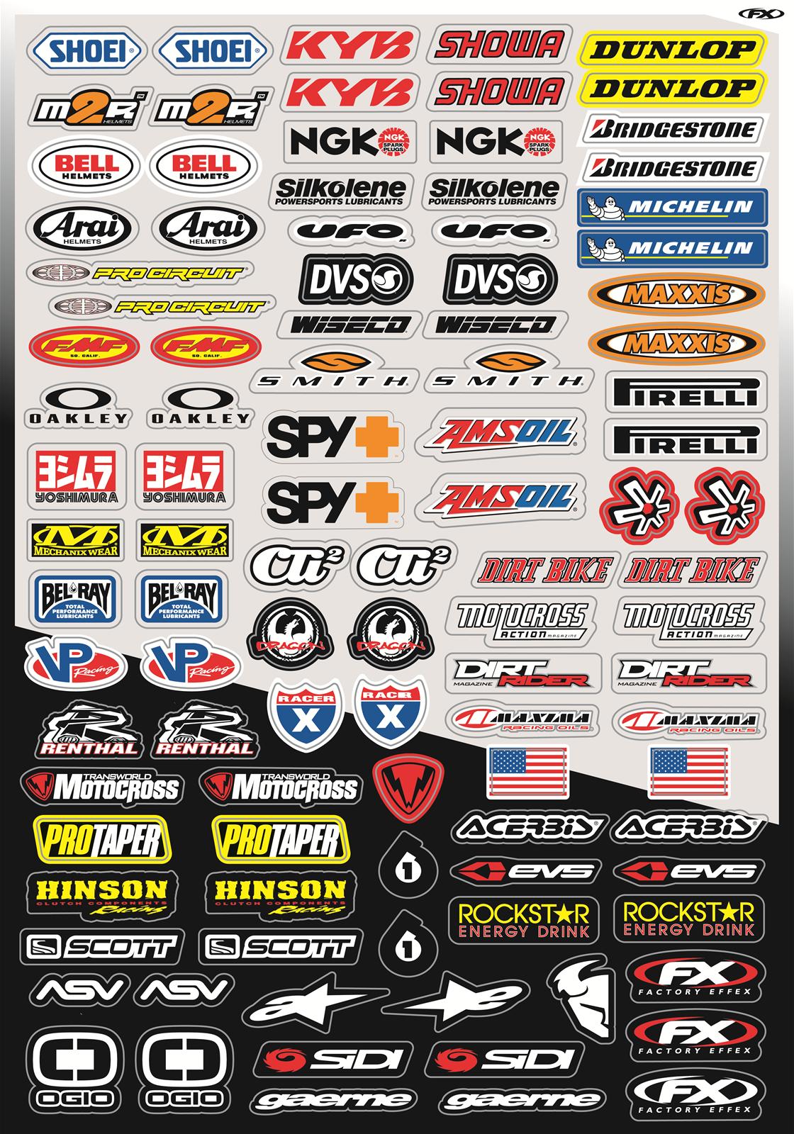 Factory Effex Micro Sponsor Sticker Sheets 10-68014 - Free Shipping on ...