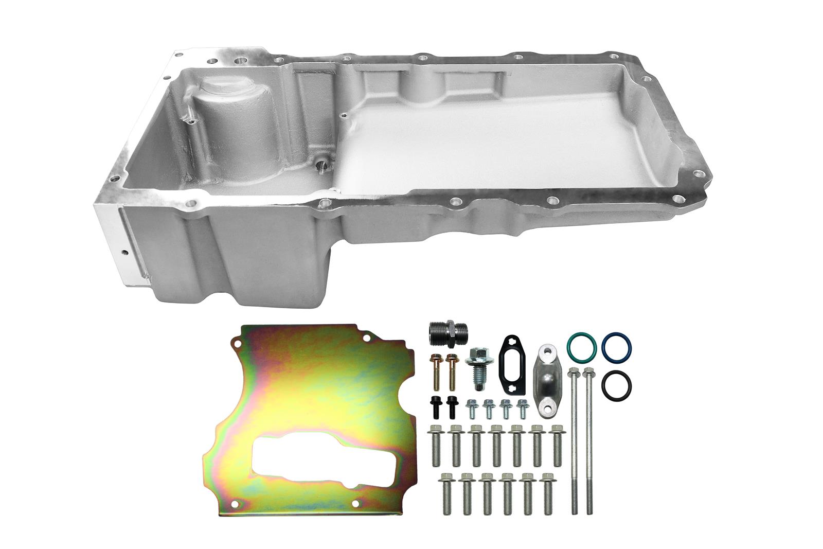 FiTech Plus LS Swap Oil Pans 130001 Pan, Engine Swap, Standard Profile, Cast Aluminum, Satin, 6.00 Quart Capacity, 4.25 in. Stroke Clearance, Chevy, LS, V8, Each