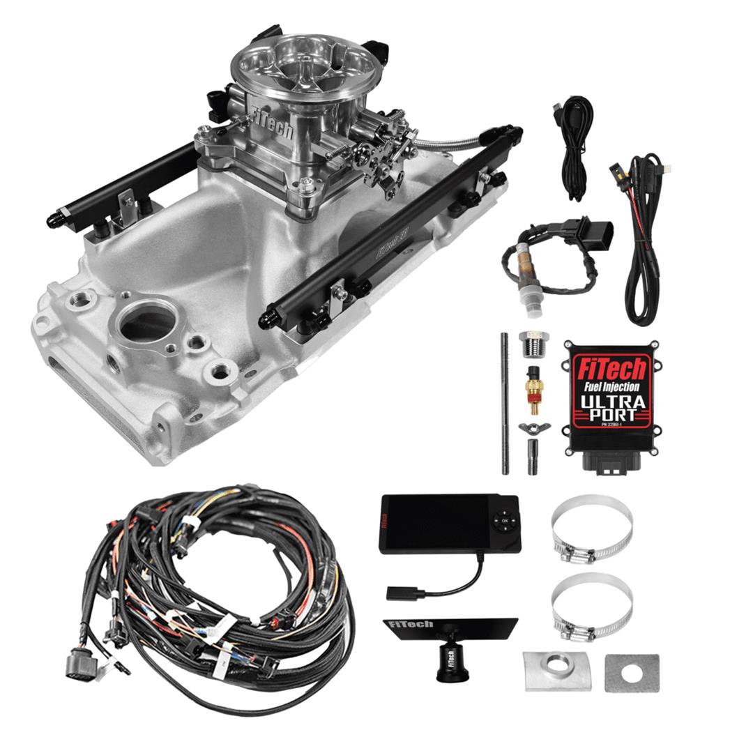 FiTech Ultra Port EFI BBC Systems 30-10-510 Fuel Injection Systems, EFI, Intake Manifold, Uni Brilliant Throttle Body, ECM, Gas, E85, 500 HP, Chevy, Big Block, Rectangle Port, Kit