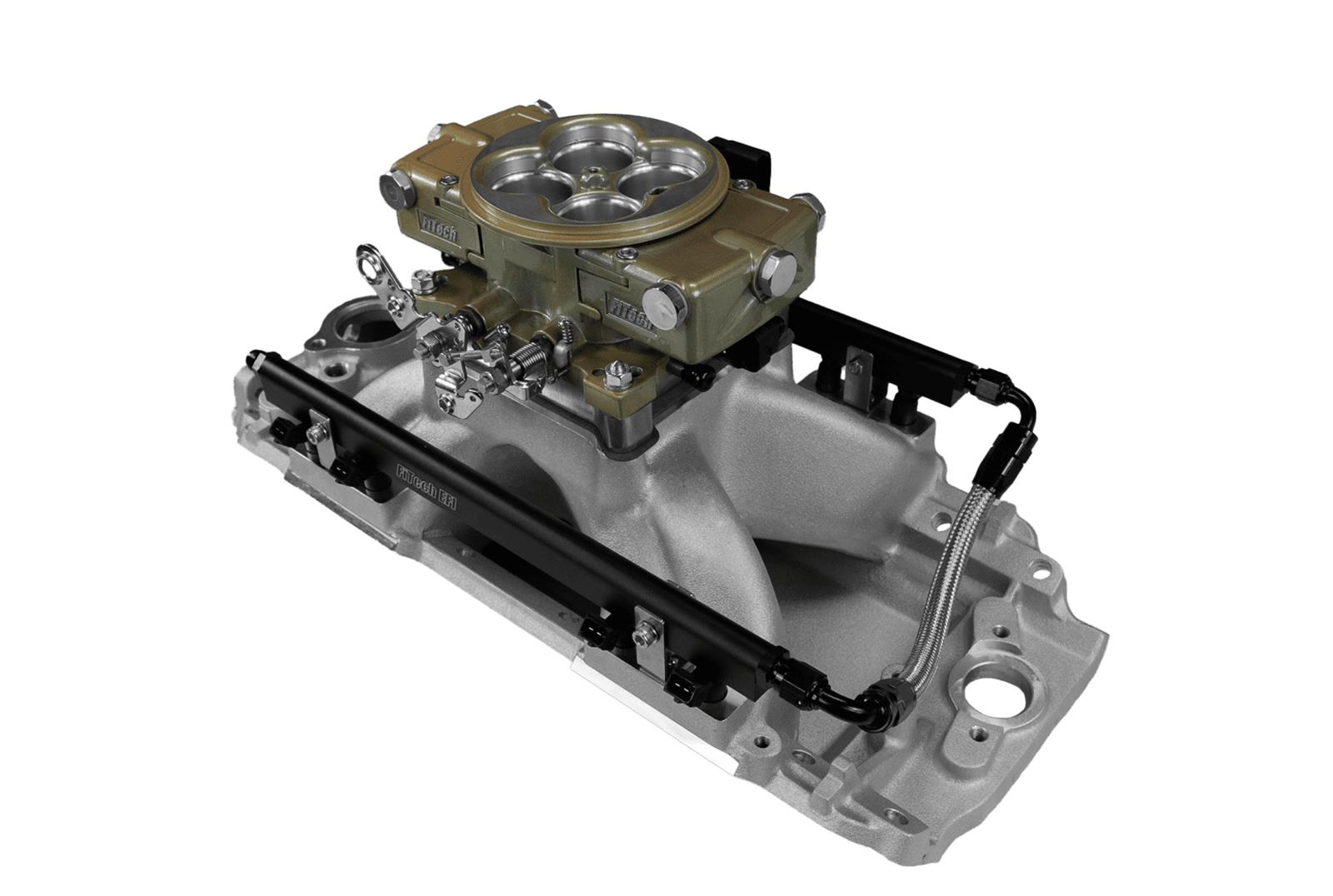 FiTech Ultra Port EFI BBC Systems 30-10-514 Fuel Injection Systems, EFI, Intake Manifold, Gold Throttle Body, ECM, Gasoline, E85, 500 HP, Chevy, Big Block, Rectangle Port, Kit thumbnail 2