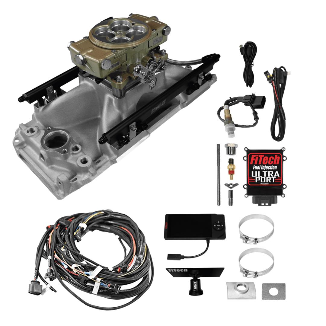 FiTech Ultra Port EFI BBC Systems 30-10-514 Fuel Injection Systems, EFI, Intake Manifold, Gold Throttle Body, ECM, Gasoline, E85, 500 HP, Chevy, Big Block, Rectangle Port, Kit thumbnail 7