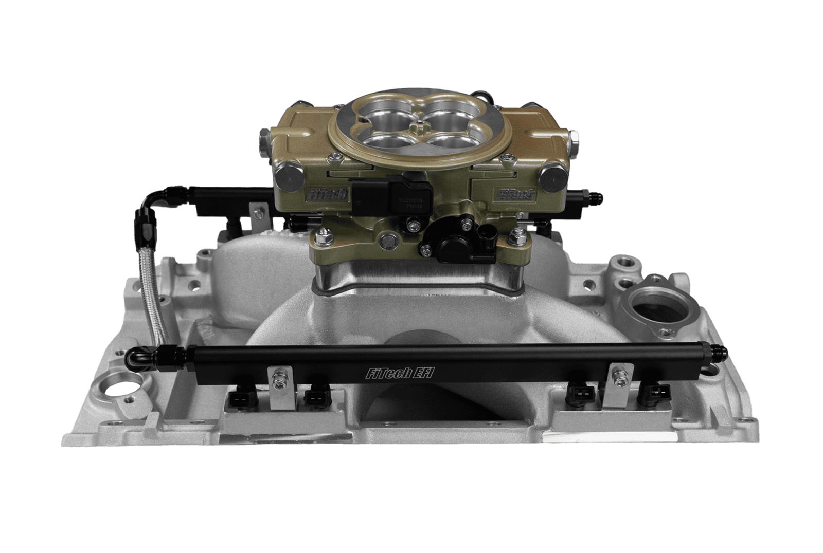FiTech Ultra Port EFI BBC Systems 30-10-614 Fuel Injection Systems, EFI, Intake Manifold, Gold Throttle Body, ECM, Gasoline, E85, 750 HP, Chevy, Big Block, Rectangle Port, Kit thumbnail 2