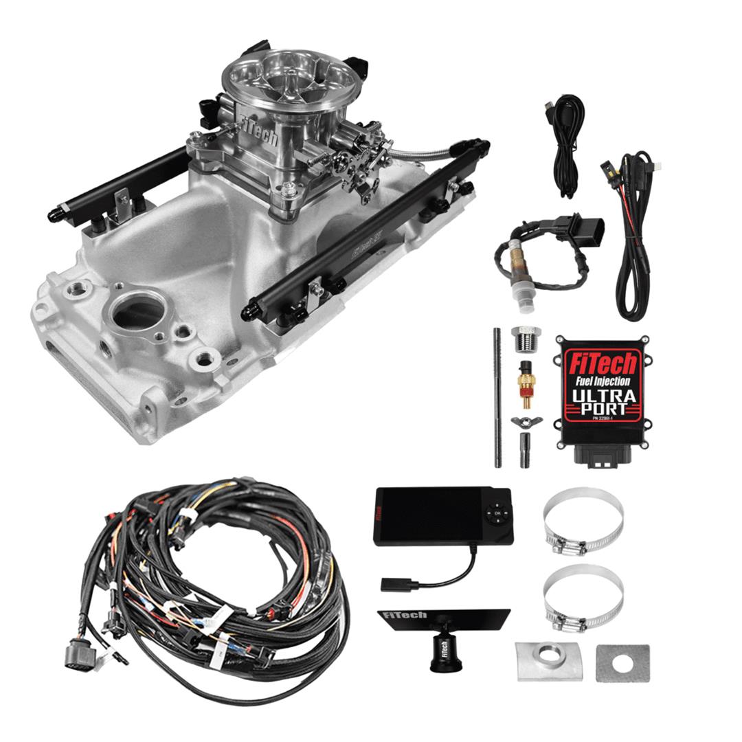 FiTech Ultra Port EFI BBC Systems 30-11-510 Fuel Injection Systems, EFI, Intake Manifold, Uni Brilliant Throttle Body, ECM, Gasoline, E85, 500 HP, Chevy, Big Block, Oval Port, Kit