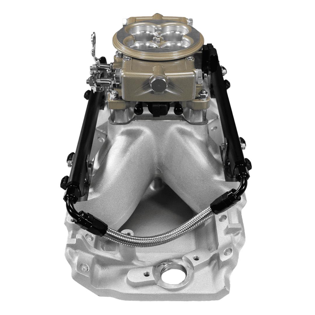 FiTech Ultra Port EFI BBC Systems 30-11-514 Fuel Injection Systems, EFI, Intake Manifold, Gold Throttle Body, ECM, Gasoline, E85, 500 HP, Chevy, Big Block, Oval Port, Kit thumbnail 3