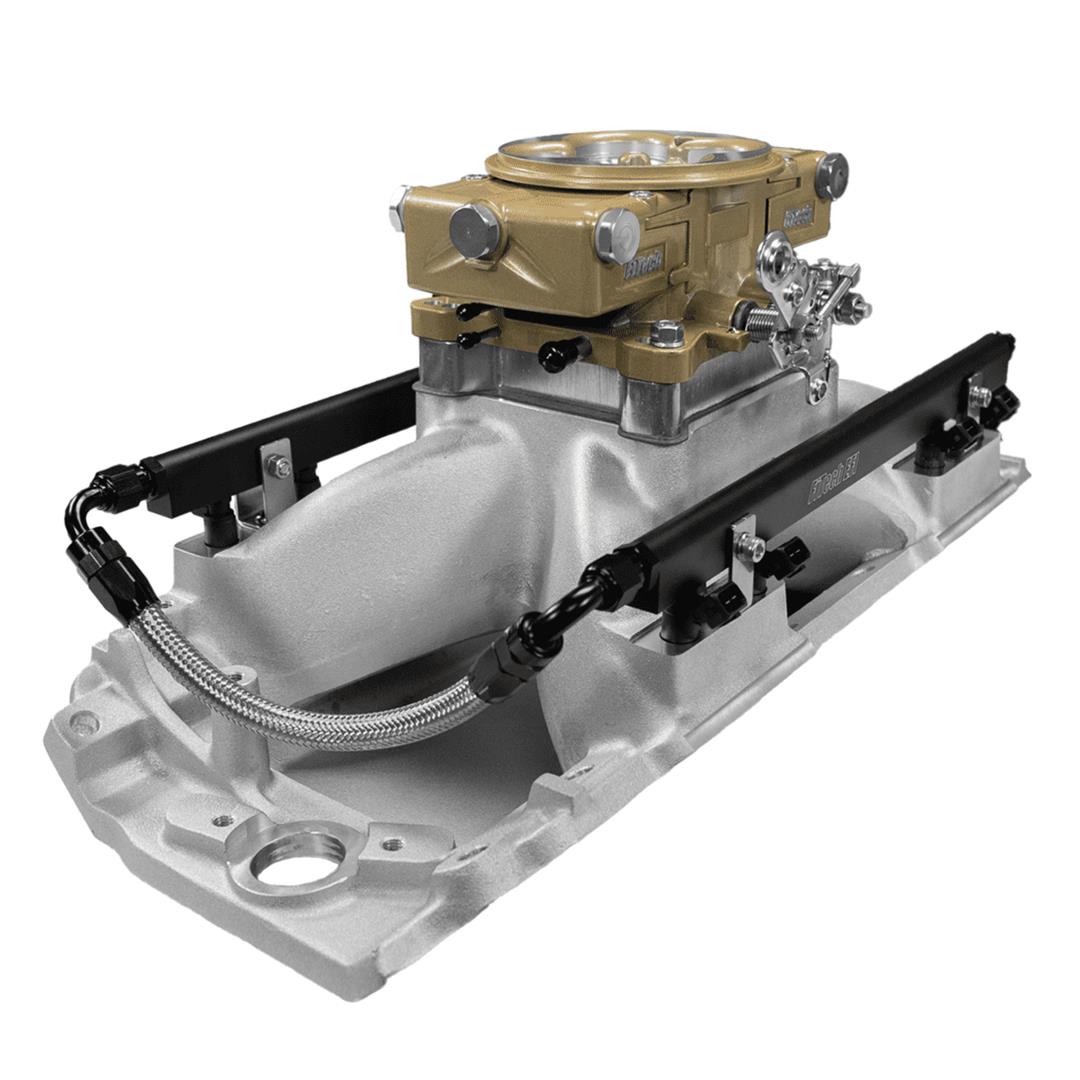 FiTech Ultra Port EFI BBC Systems 30-11-614 Fuel Injection Systems, EFI, Intake Manifold, Gold Throttle Body, ECM, Gasoline, E85, 750 HP, Chevy, Big Block, Oval Port, Kit thumbnail 2