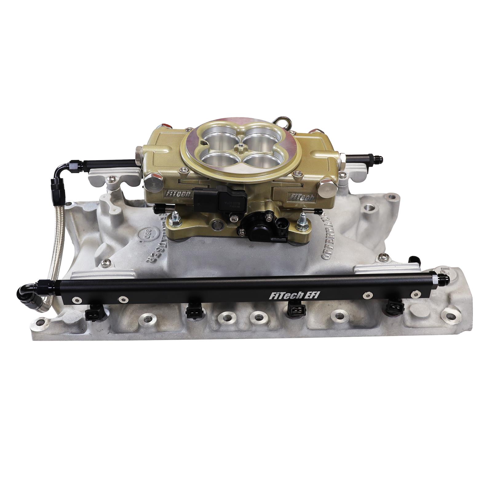 FiTech Ultra Port EFI SBF 351W Systems 30-18-414 Fuel Injection Systems, EFI, Offenhauser VPI, Intake Manifold, Gold Throttle Body, ECM, Gasoline, E85, 1000 HP, Ford, 351W, Kit thumbnail 8