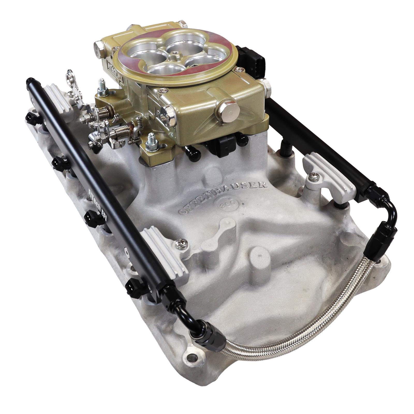 FiTech Ultra Port EFI SBF 351W Systems 30-18-514 Fuel Injection Systems, EFI, Offenhauser VPI, Intake Manifold, Gold Throttle Body, ECM, Gasoline, E85, 500 HP, Ford, 351W, Kit thumbnail 2