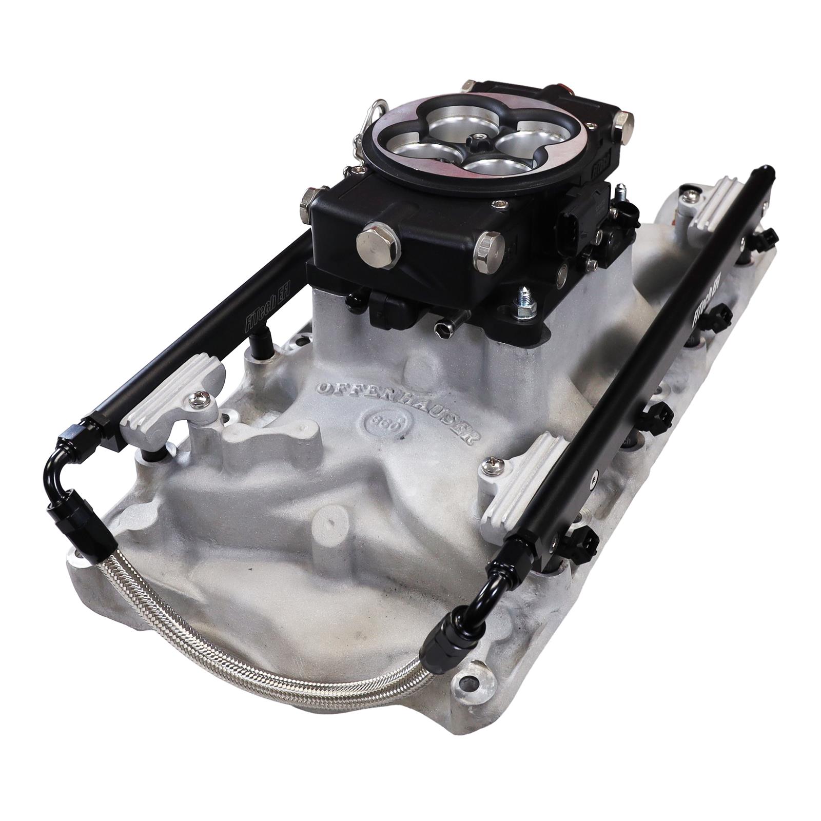 FiTech Ultra Port EFI SBF 351W Systems 30-18-515 Fuel Injection Systems, EFI, Offenhauser VPI, Intake Manifold, Black Throttle Body, ECM, Gasoline, E85, 500 HP, Ford, 351W, Kit thumbnail 3