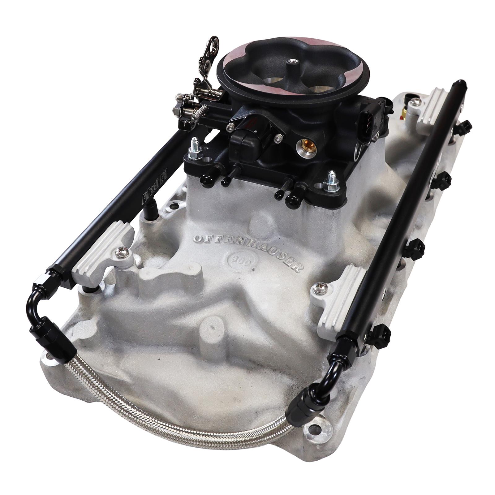 FiTech Ultra Port EFI SBF 351W Systems 30-18-611 Fuel Injection Systems, EFI, Offenhauser VPI, Intake Manifold, Uni Black Throttle Body, ECM, Gasoline, E85, 750 HP, Ford, 351W, Kit