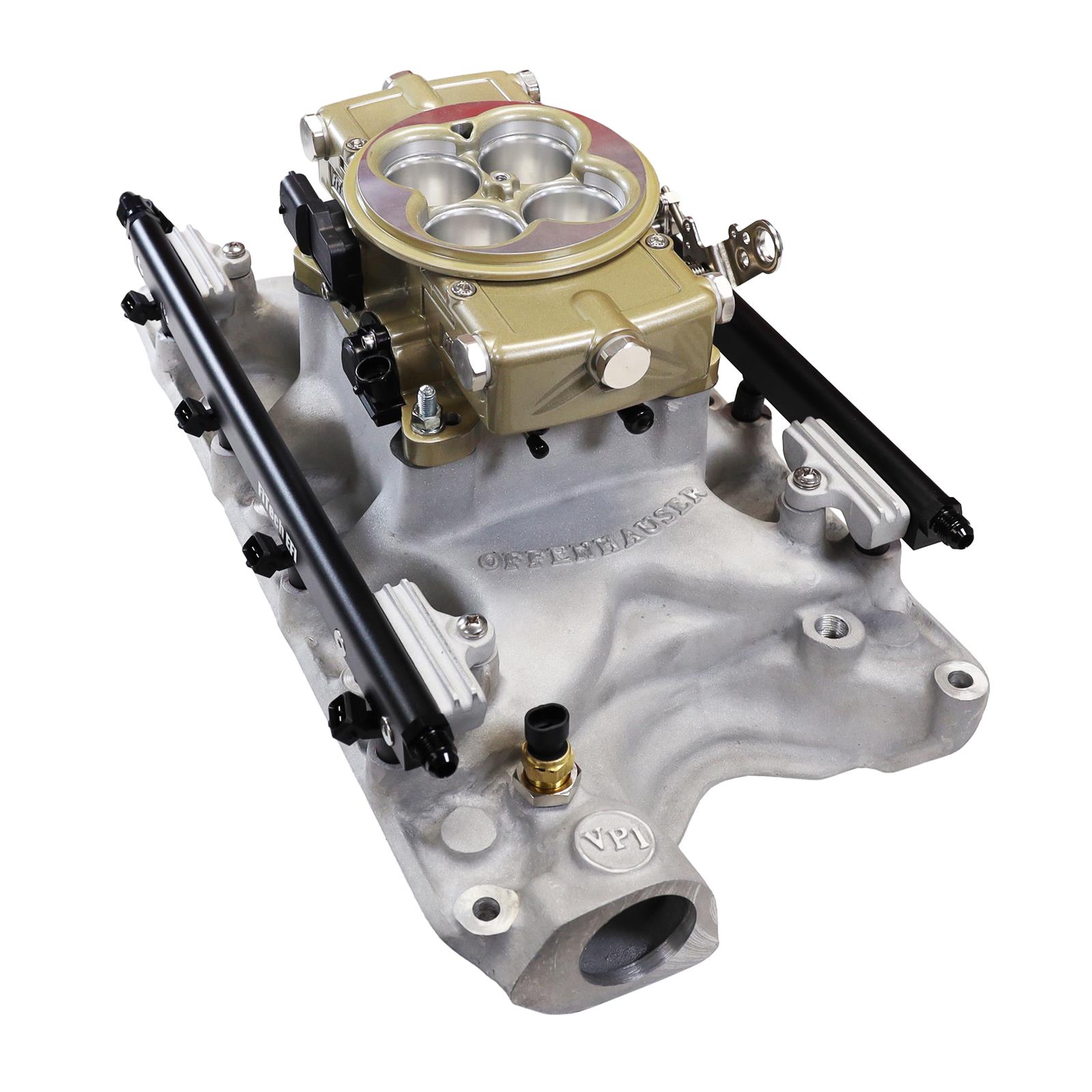 FiTech Ultra Port EFI SBF 351W Systems 30-18-614 Fuel Injection Systems, EFI, Offenhauser VPI, Intake Manifold, Gold Throttle Body, ECM, Gasoline, E85, 750 HP, Ford, 351W, Kit thumbnail 5