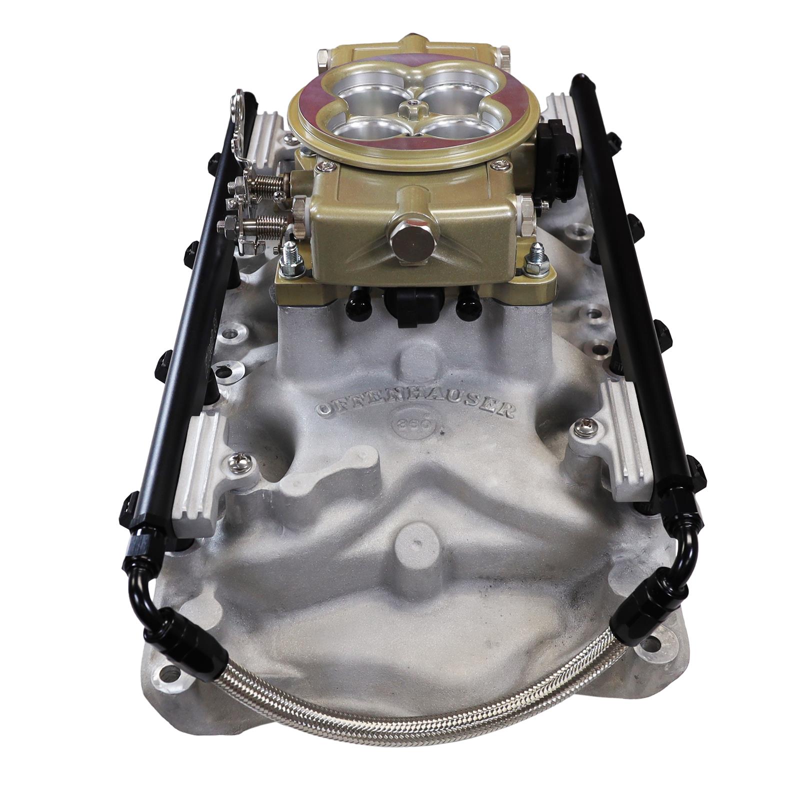 FiTech Ultra Port EFI SBF 351W Systems 30-18-614 Fuel Injection Systems, EFI, Offenhauser VPI, Intake Manifold, Gold Throttle Body, ECM, Gasoline, E85, 750 HP, Ford, 351W, Kit