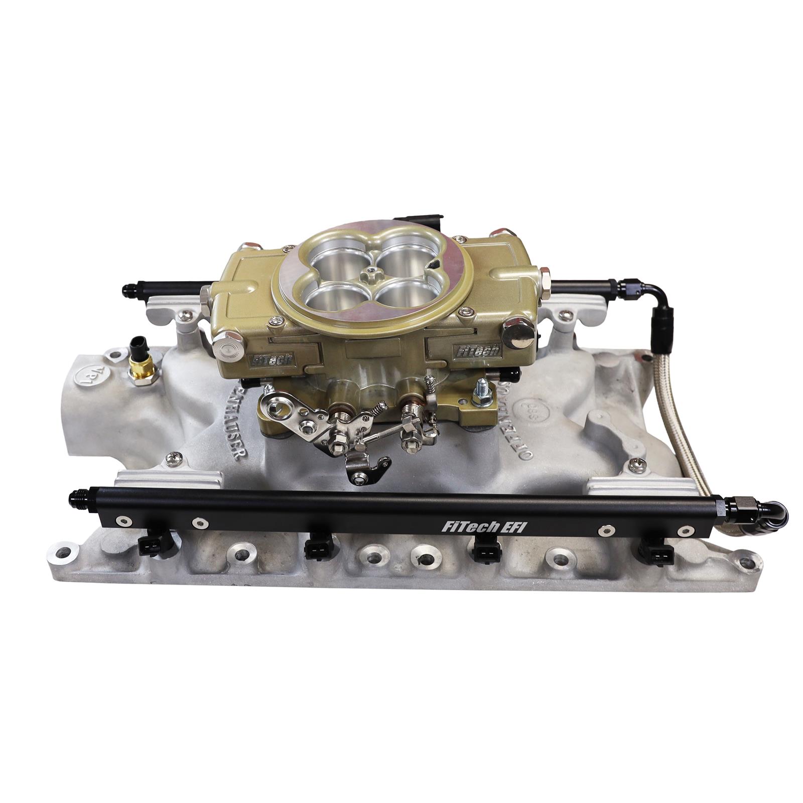 FiTech Ultra Port EFI SBF 351W Systems 30-18-614 Fuel Injection Systems, EFI, Offenhauser VPI, Intake Manifold, Gold Throttle Body, ECM, Gasoline, E85, 750 HP, Ford, 351W, Kit thumbnail 7