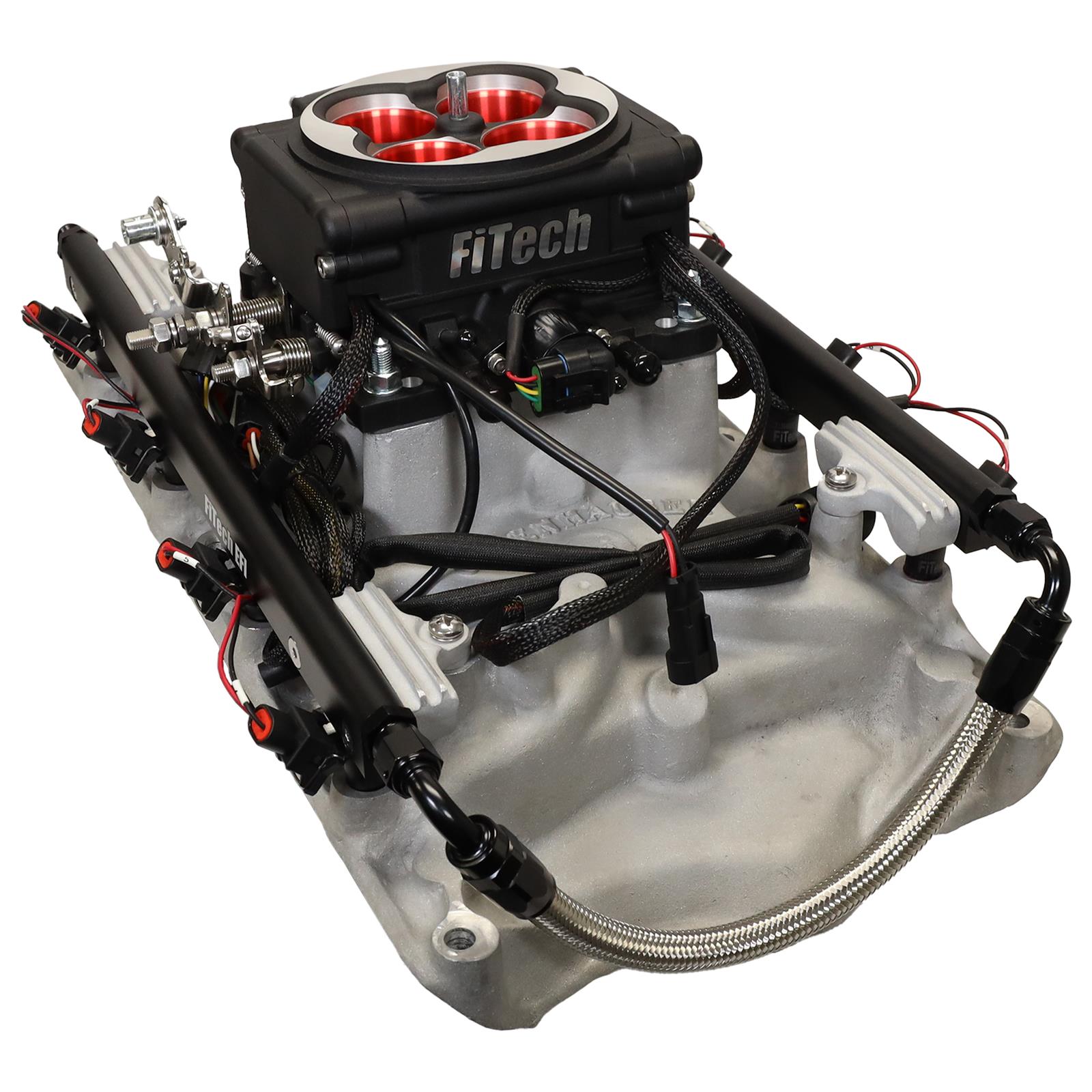 FiTech Go Port EFI Complete Fuel Injection Systems 30203 System, EFI, Offenhauser Intake Manifold, 750 HP Max, Satin Black Throttle Body, Injectors, ECM, 351W Small Block Ford, Kit thumbnail 2