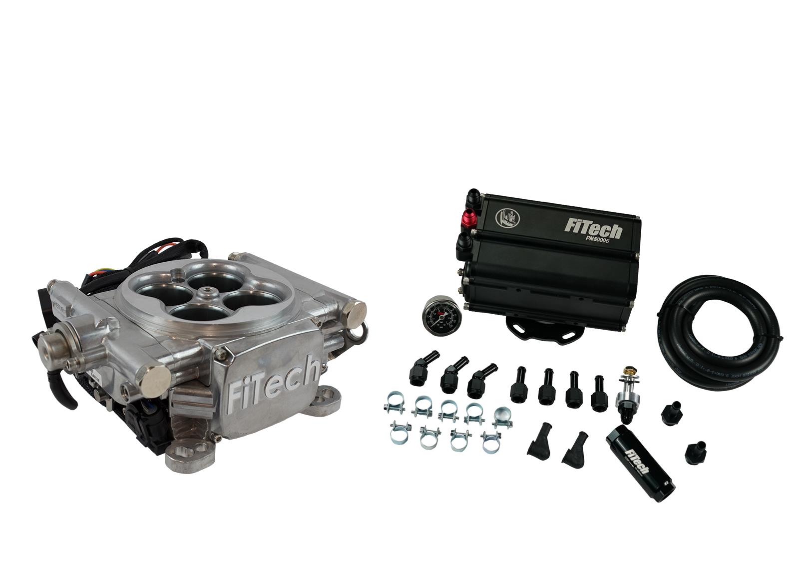 FiTech Go EFI 4 600 HP Self-Tuning Fuel Injection Systems 35501 Systems, Bright Aluminum System With Force Mini Delivery Master Kit thumbnail 2