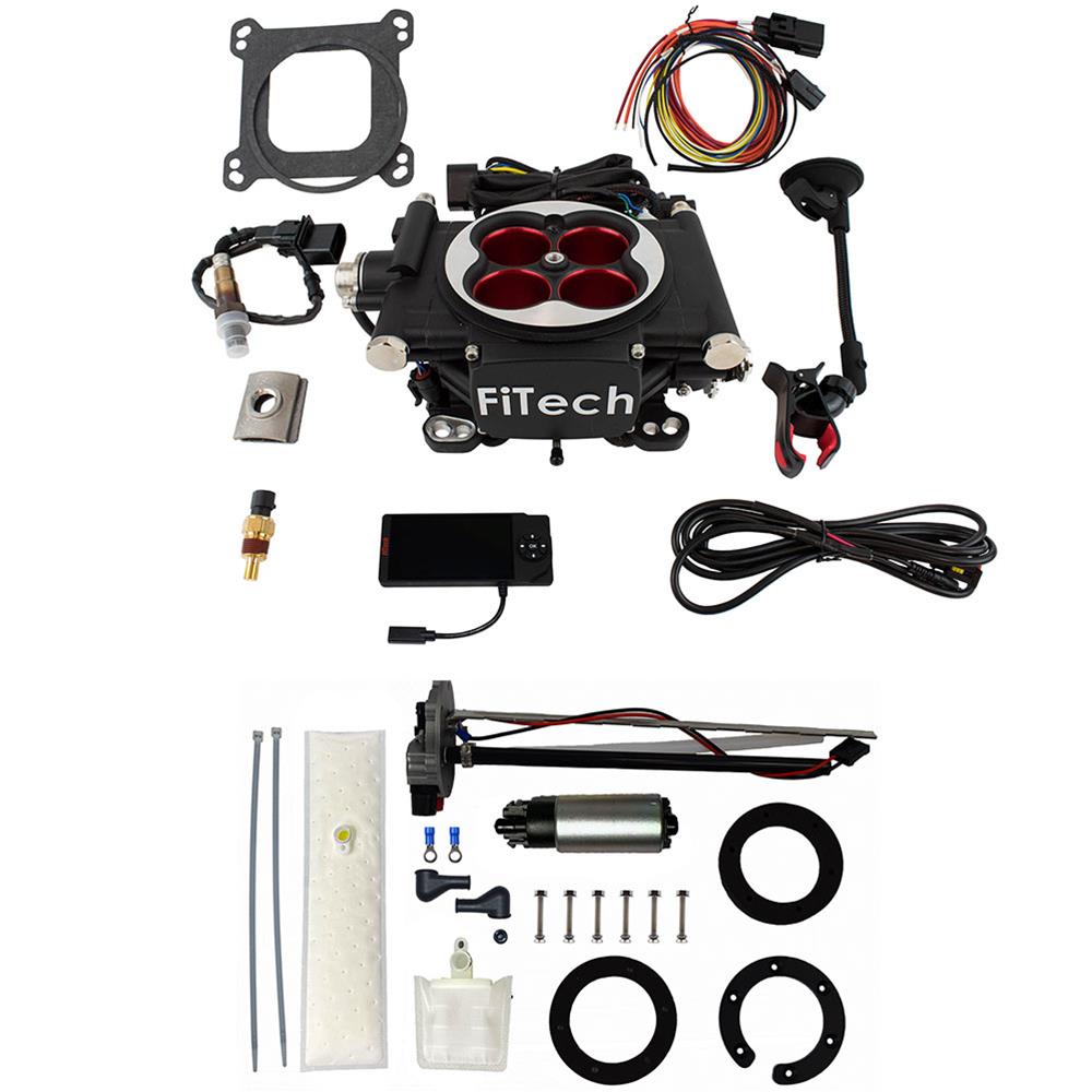 FiTech Go EFI 4 PA 600 HP System Fuel Injection Master Kits 36104 Power Adder Matte Black With 255 LPH In-Tank Kit
