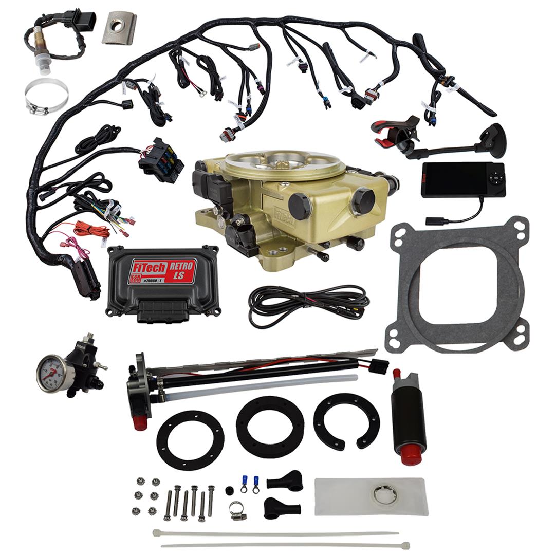 FiTech Retro LS TBI 650 HP System In-Tank Pump/Regulator Fuel Injection Master Kits 36271 Classic Gold EFI With Kit