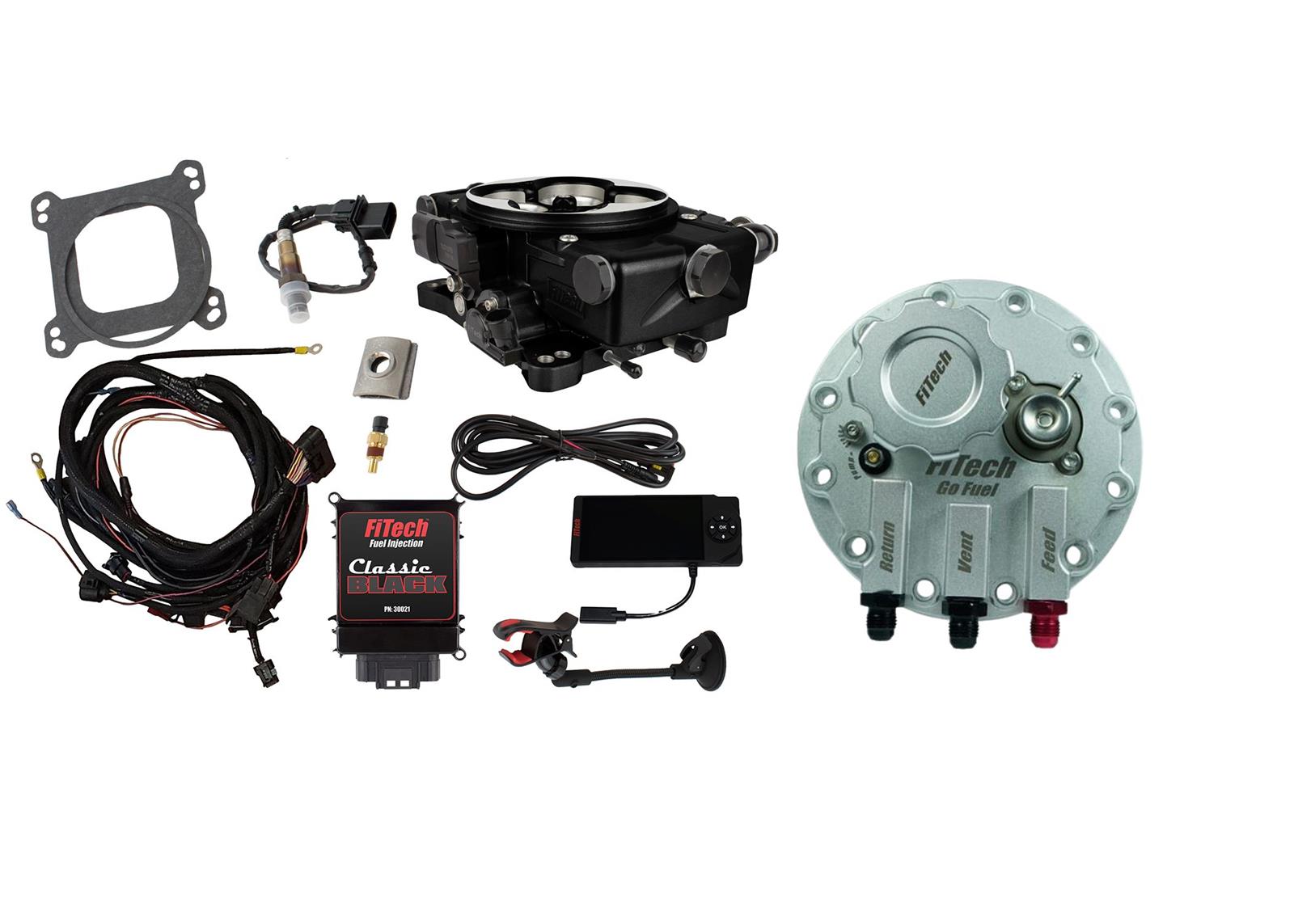 FiTech Fuel Injection Systems 36321 Systems, Go EFI Classic Black 650 HP EFI System With Go Returnless In-Tank Module Master Kit