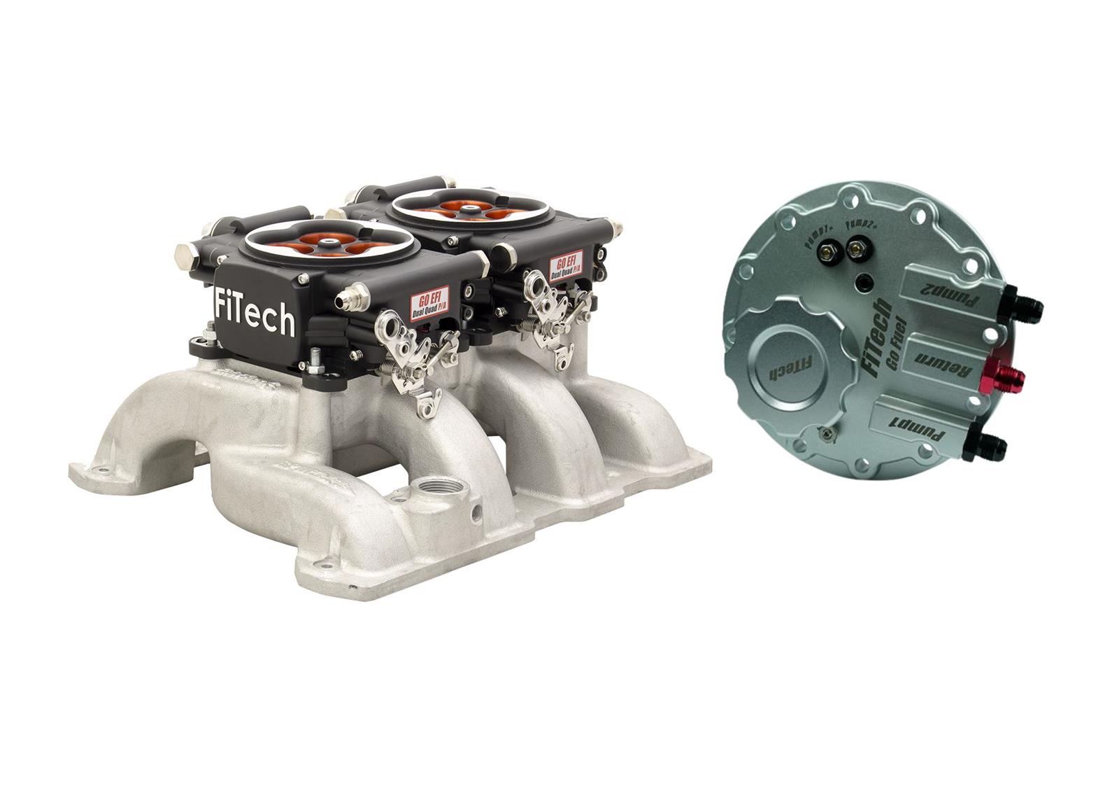 FiTech Fuel Injection Systems 36464 Systems, Go EFI 2x4 1200 HP Matte Black EFI System With Go Dual Pump In-tank Module Master Kit