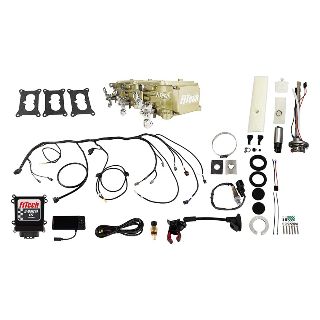 FiTech Go EFI 3x2 Tri-Power 600 HP System Fuel Injection Master Kits 36536 Tri Power Classic Gold With Kit