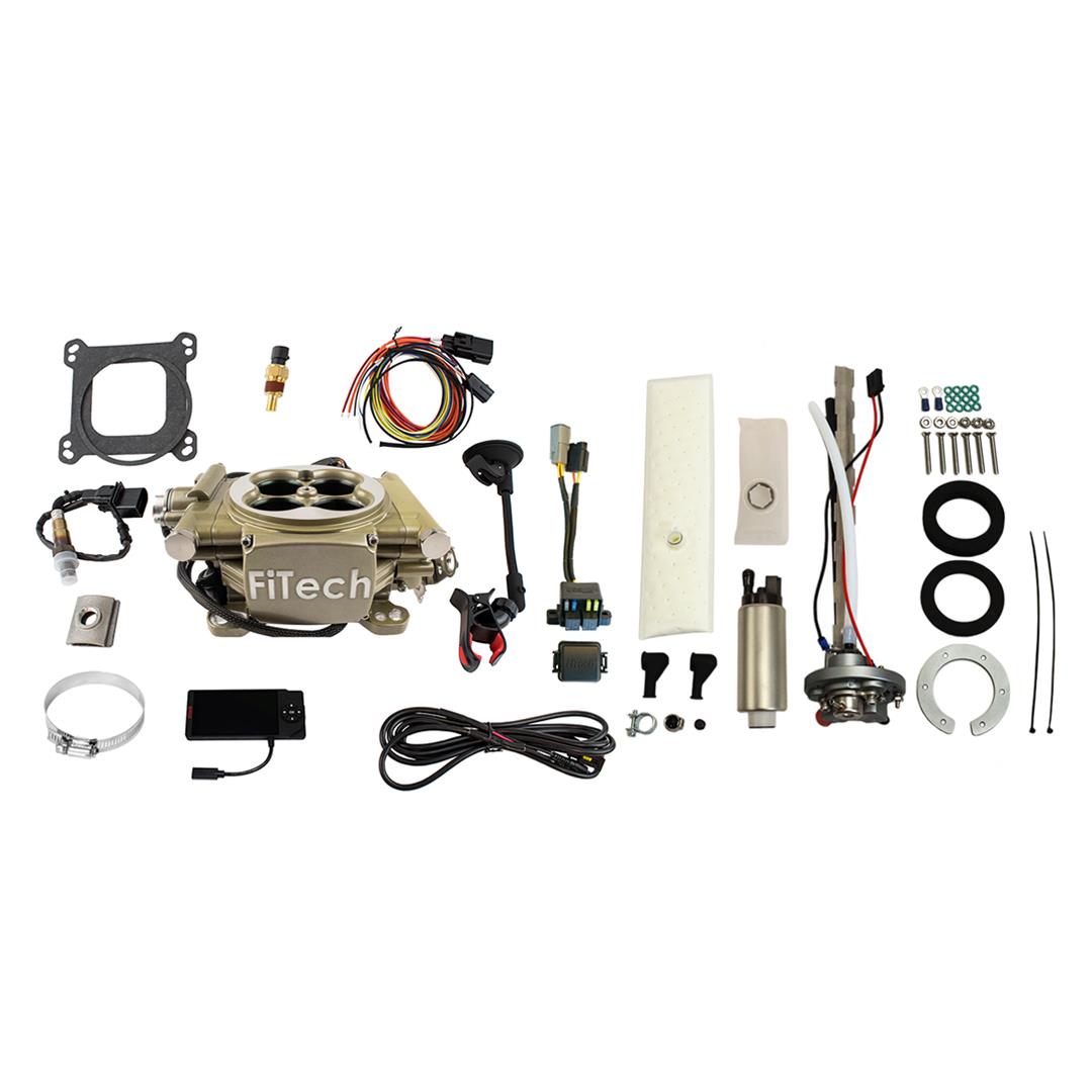 FiTech Easy Street 600 HP EFI System Fuel Injection Master Kits 36605 Classic Gold With Go In-Tank Regulated Pump 340 LPH Kit