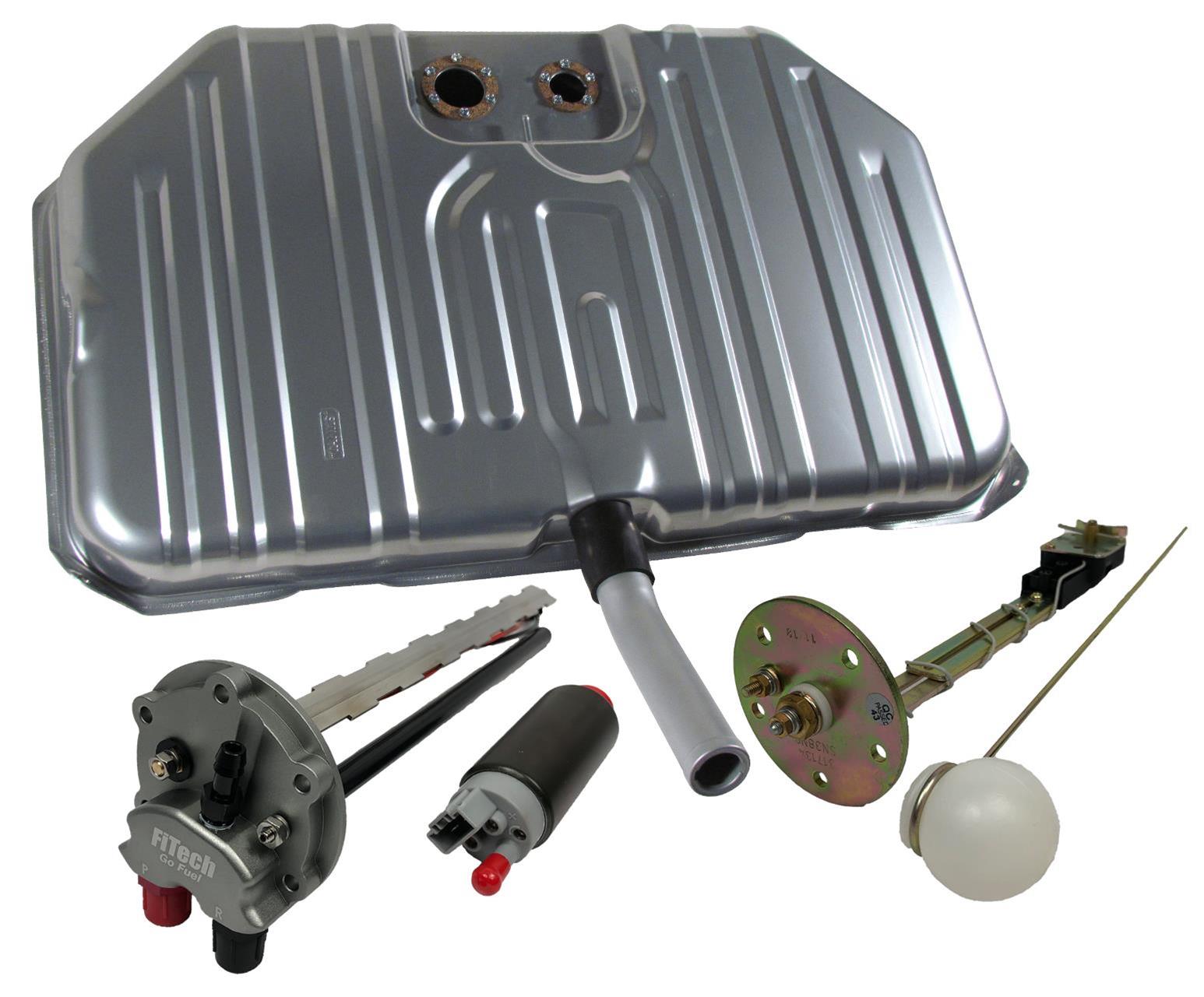 FiTech Go EFI Fuel Tank Kits for 1971-1972 CHEVELLE - 58032 Tank, 20 Gallon, Steel, Silver Powdercoated, Chevrolet, Kit