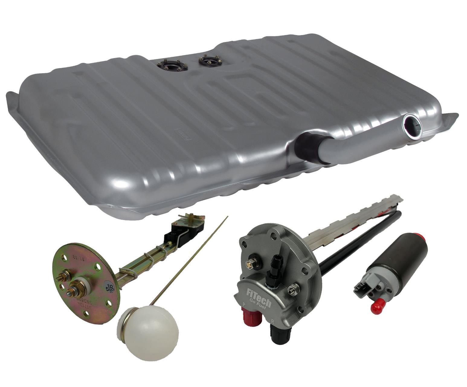 FiTech Go EFI Fuel Tank Kits for 1971-1972 CHEVELLE - 58033 Tank, 20 Gallon, Steel, Silver Powdercoated, Chevrolet, Kit