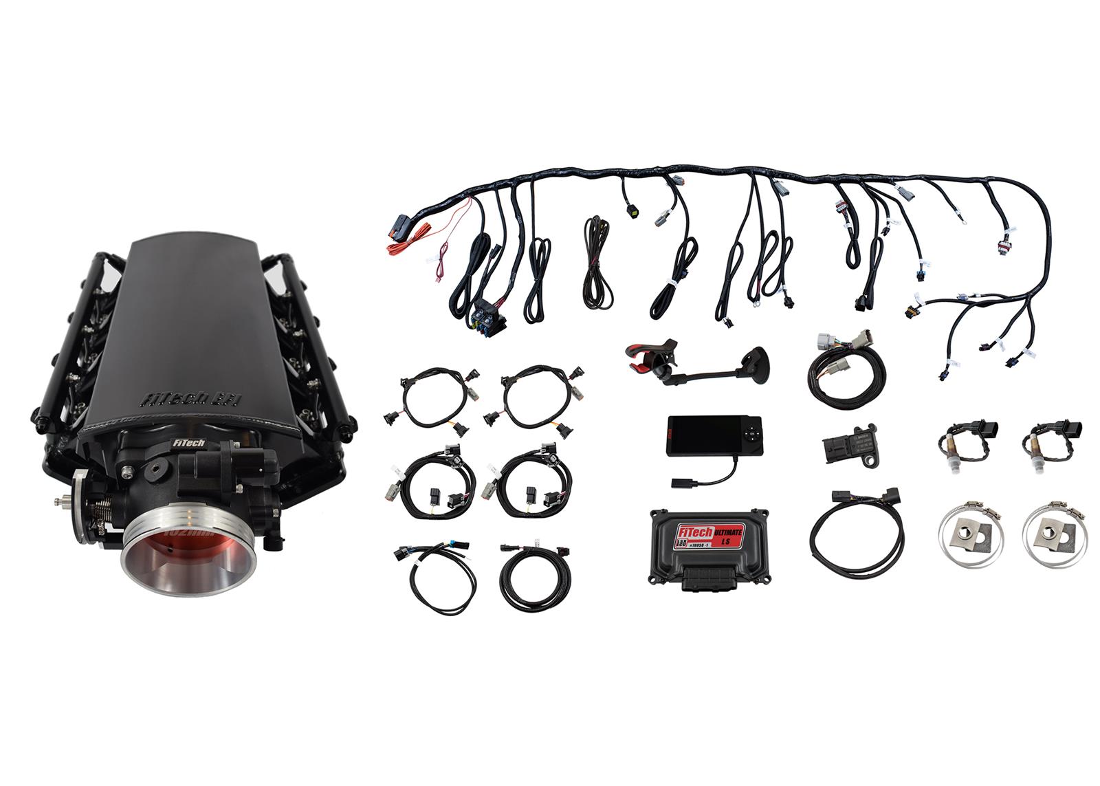 FiTech Ultimate LS 1,000 HP EFI Fuel Injection Systems 70035 System, EFI, HP, Short Intake, LS3, With Transmission Controller, Kit
