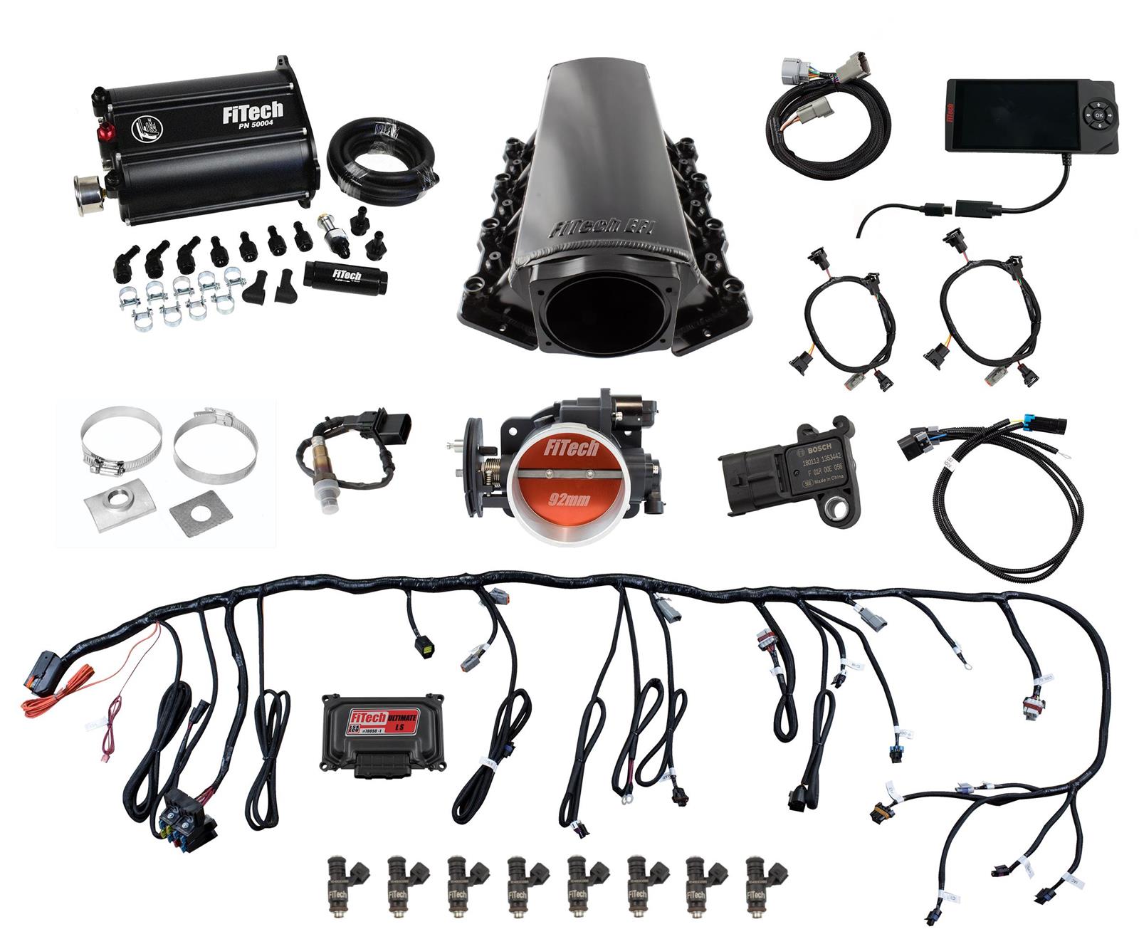 FiTech Fuel Injection 75202 FiTech Ultimate LS EFI 500 HP Fuel Injection Systems with Force Fuel