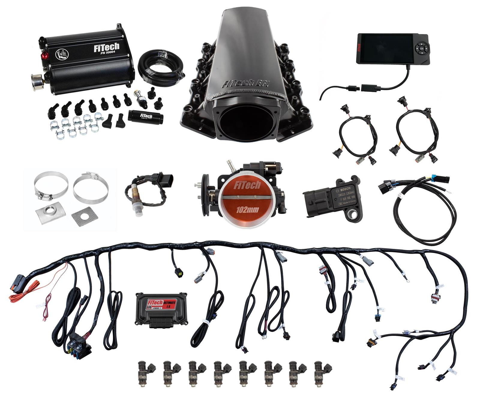 FiTech Ultimate LS EFI 750 HP Fuel Injection Systems with Force 75203 System, HP, Multiport, Cathedral Port, Fuel, Kit