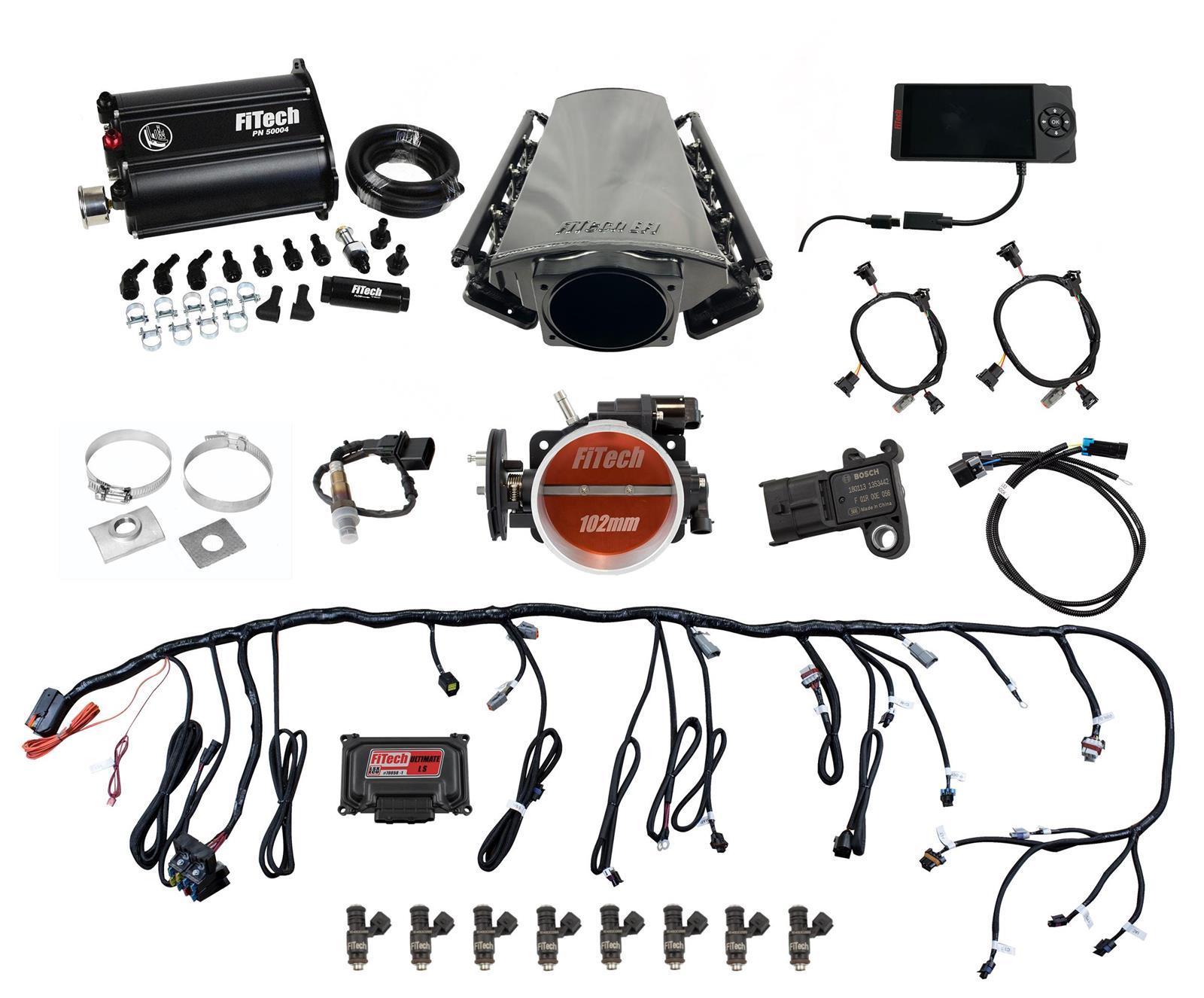 FiTech Ultimate LS EFI 750 HP Fuel Injection Systems with Force 75213 System, LS, HP, Multi-port, Rectangular Port Heads, Fuel, Fuel, Kit